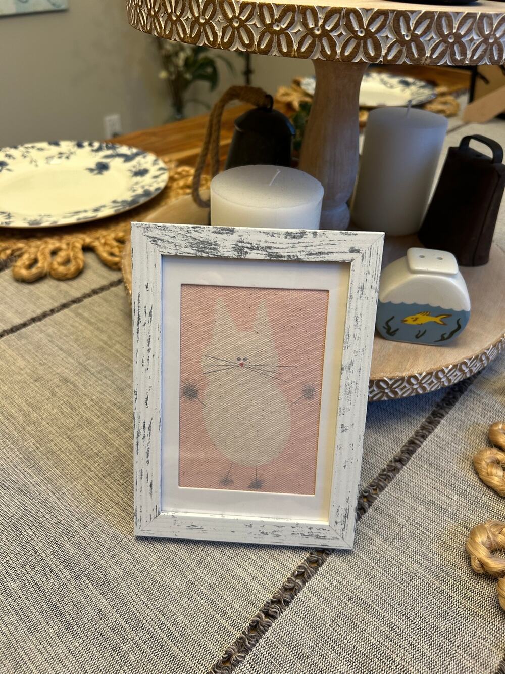 Fluffy Pink Kitty Cat White Cat Mini Picture Frame Art Desk Wall Art Decor 6 x 4
